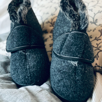 Zapatilla de casa de bota con velcro - gris marengo