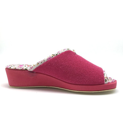 Zapatilla de casa descalza y abierta con cuña - Fucsia