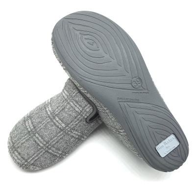 Zapatilla de casa cerrada - BioRelax cuadro gris