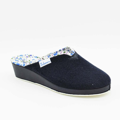 Zapatilla de casa JACINTA - descalza con cuña - azul marino