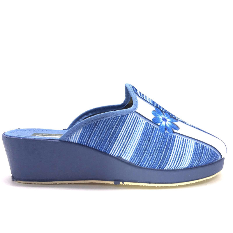 Zapatilla de casa descalza con cuña - rayas azul