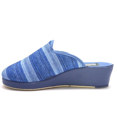 Zapatilla de casa descalza con cuña - rayas azul