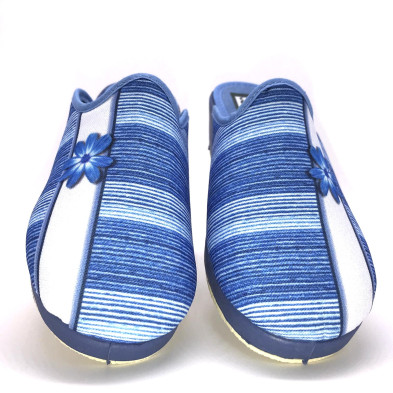 Zapatilla de casa descalza con cuña - rayas azul