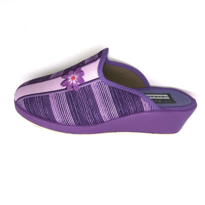Zapatilla de casa descalza con cuña - rayas lila