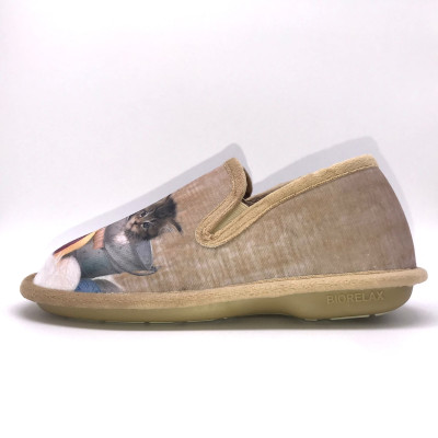 Zapatilla de casa BioRelax - cerrada - Gatos - Beige