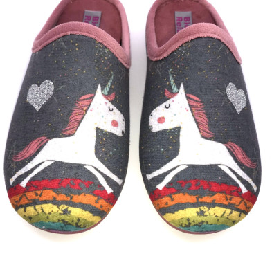 Zapatilla de casa infantil descalza BioRelax - Unicornio