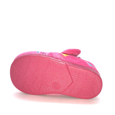 Zapatilla de casa infantil - bota y velcro unicornio fuxia