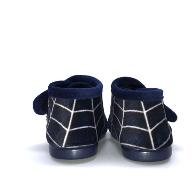 Zapatilla de casa - bota y velcro - Araña - azul marino