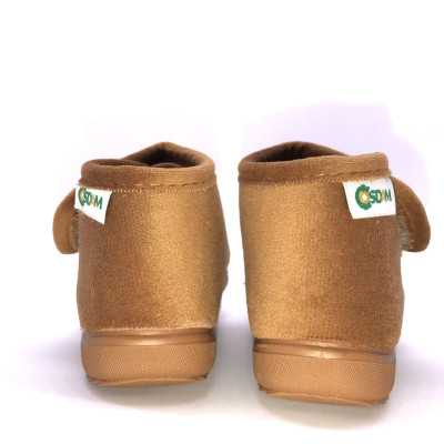 Zapatilla de casa bota y velcro - León camel