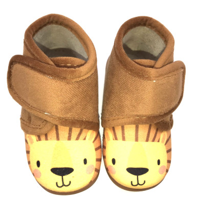 Zapatilla de casa bota y velcro - León camel