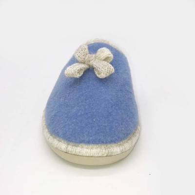 Zapatilla de casa descalza - lana pura - azul