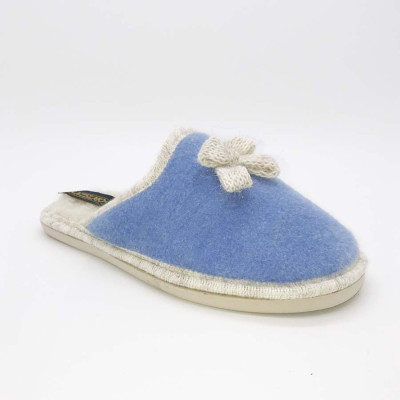 Zapatilla de casa descalza - lana pura - azul