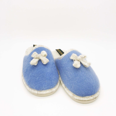 Zapatilla de casa descalza - lana pura - azul