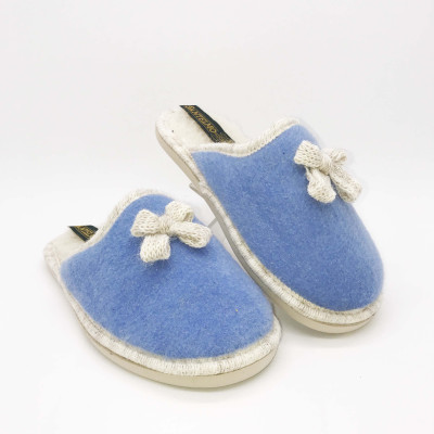 Zapatilla de casa descalza - lana pura - azul