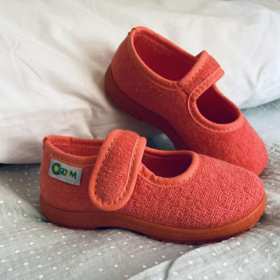 Zapatilla de casa DARIA - Cerrada con velcro - coral