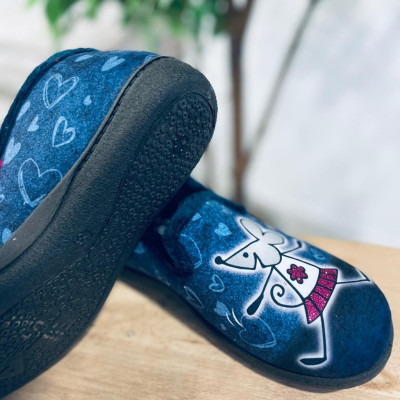 Zapatilla de casa RATONES - Plumaflex cerrada azul