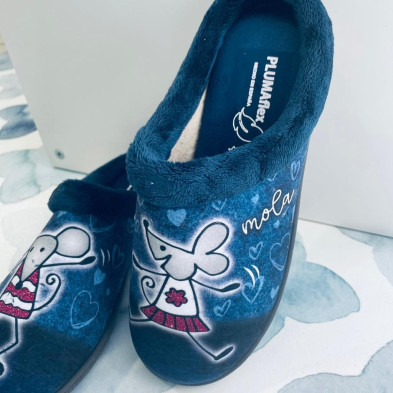 Zapatilla de casa RATONES - Plumaflex descalza azul