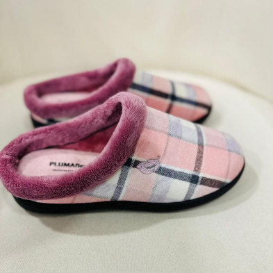 Zapatilla de casa DERRY - Plumaflex cuadro rosa