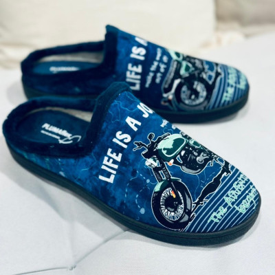 Zapatilla de casa MOTO descalza azul