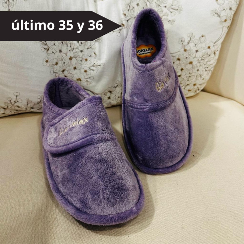 Zapatilla de casa SUAPEL lila velcro