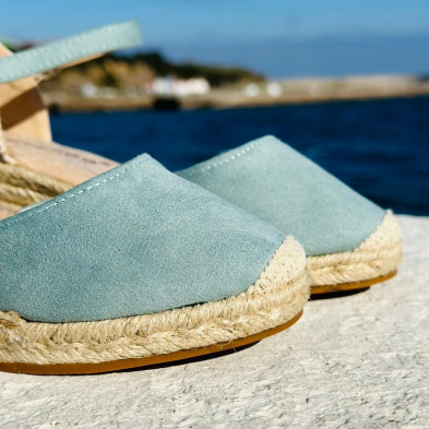 Alpargatas mujer LEA aguamarina con cuña y pulsera | cómodas y ligeras