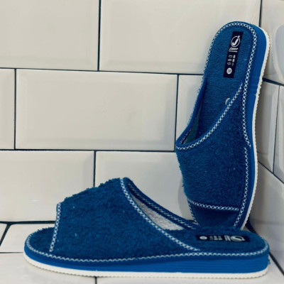 Zapatilla de casa MAE descalza y abierta - rizo azul royal