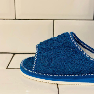 Zapatilla de casa MAE descalza y abierta - rizo azul royal