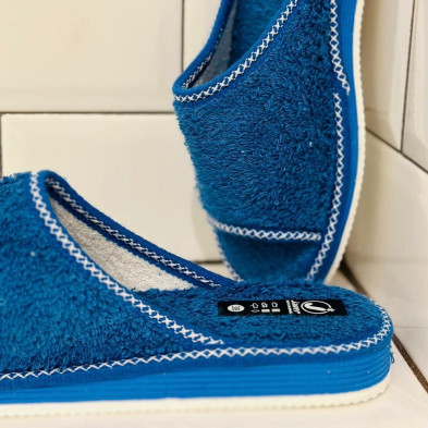 Zapatilla de casa MAE descalza y abierta - rizo azul royal