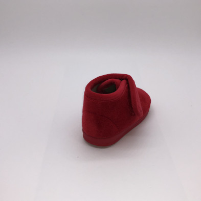 Zapatilla de casa infantil de bota con velcro - roja