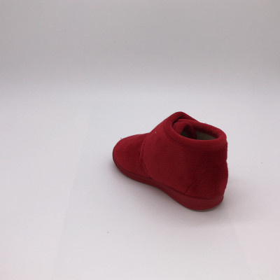 Zapatilla de casa infantil de bota con velcro - roja