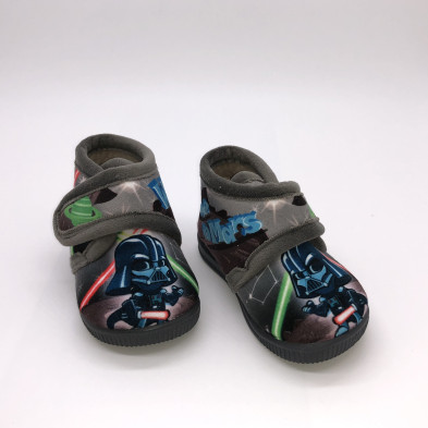 Zapatilla de casa infantil de bota con velcro - gris - Star Wars