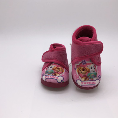 Zapatilla de casa infantil de bota con velcro - rosa