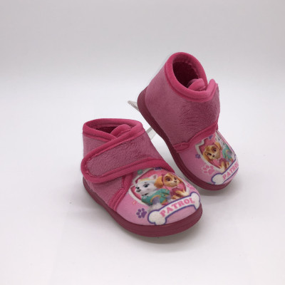 Zapatilla de casa infantil de bota con velcro - rosa