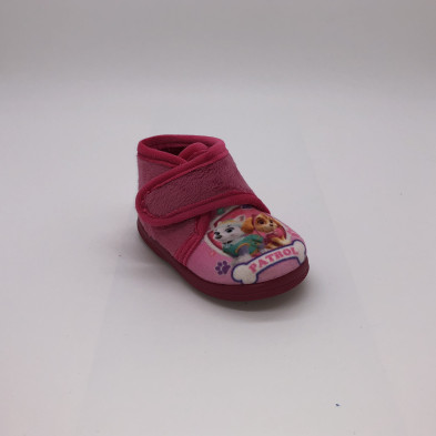 Zapatilla de casa infantil de bota con velcro - rosa