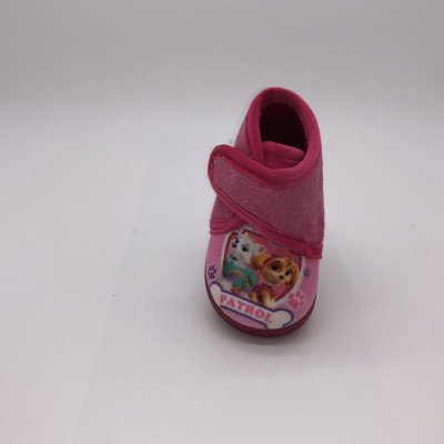 Zapatilla de casa infantil de bota con velcro - rosa