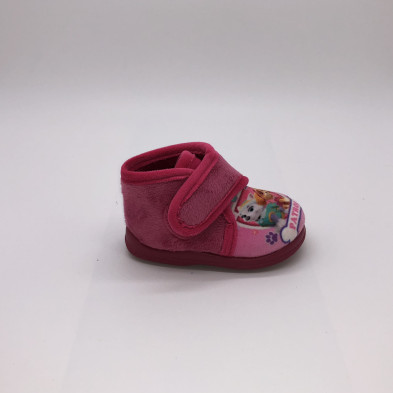 Zapatilla de casa infantil de bota con velcro - rosa