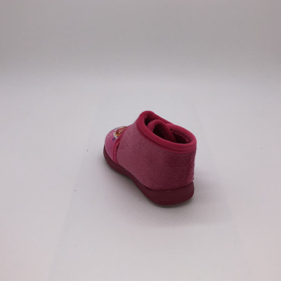 Zapatilla de casa infantil de bota con velcro - rosa