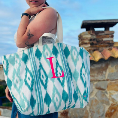 Totebag XL + neceser OCEAN resinada personalizable - mint