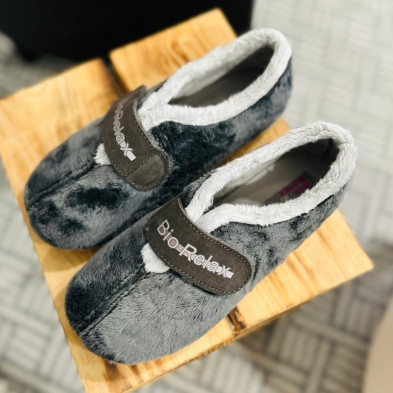 Zapatilla de casa  PIZOL cerrada velcro Biorelax - gris