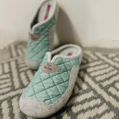 Zapatilla de casa BioRelax SAVENA descalza - mint y gris