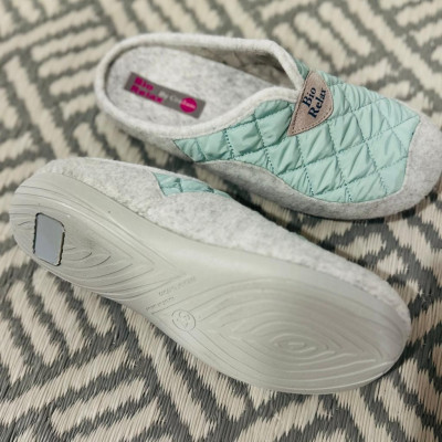 Zapatilla de casa BioRelax SAVENA descalza - mint y gris