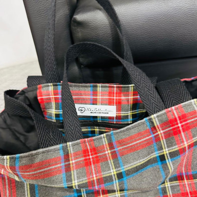 Totebag TARTAN gris - personalizable