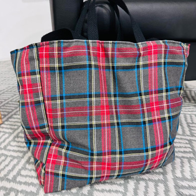 Totebag TARTAN gris - personalizable