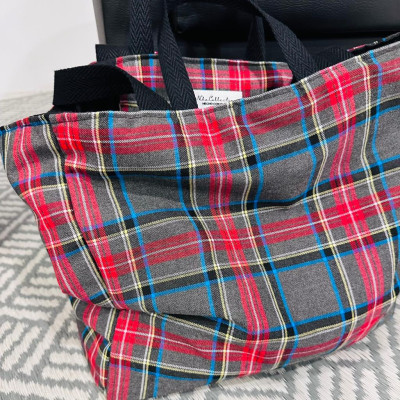 Totebag TARTAN gris - personalizable