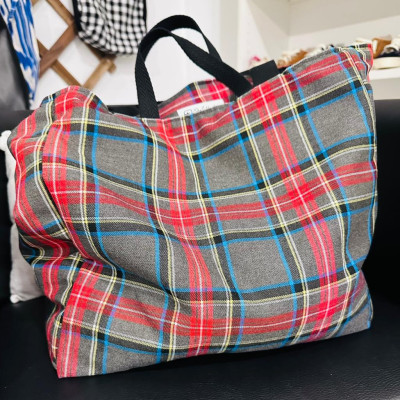 Totebag TARTAN gris - personalizable