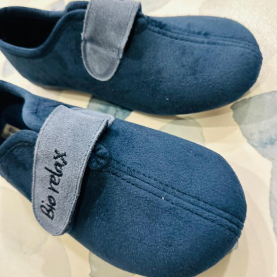 Zapatilla de casa SUAPEL cerrada velcro Biorelax - marino