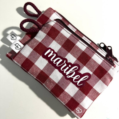 Monedero MARVE XL - vichy burdeos - personalizable