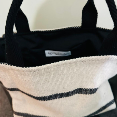 Bolso pocket KENAI + polipiel - rayas negras - personalizable