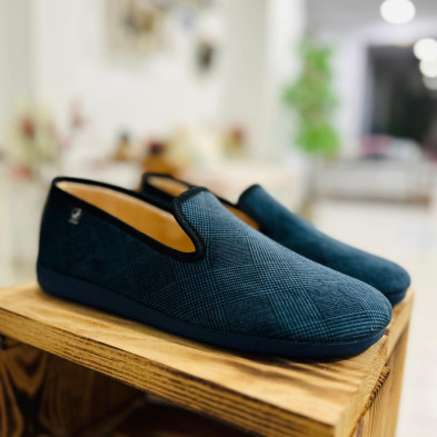 Zapatilla de casa MARINE cerrada - cuadro pequeño - azul