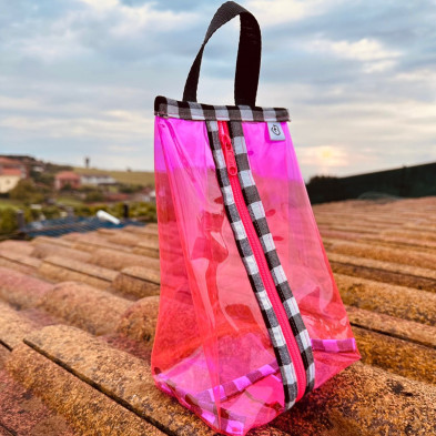 Neceser PVC impermeable rosa fluor MARVE - vichy negro